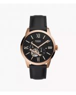 Fossil Townsman Automatic Black Leather Watch