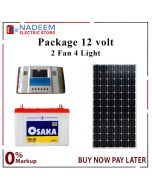 SOLAR PAKAGE 12V ( 2 FAN 4 LIGHTS ) Solar Panel 280 Watts A Grade Cell Garmany OSAKA 100 PRO AND SOALR Controller 30 Amp INSTALLMENT 