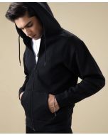 Stylish Black Plain Zipper Hoodie For Men