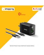 Anker PowerPort+ 1 Charger With USB C Cable - Black (B2013112) - On Installments - ISPK-0155