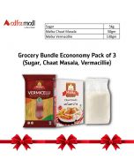 Grocery Bundle Econonomy Pack of 3 (Sugar, Chaat Masala, Vermacillie) - Delivery for KHI only