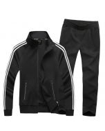 Black with white sleeves stripes tracksuit for men