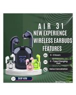 AIR 31 WIRELESS EARBUDS WITH CRYSTAL TRANSPARENT BODY - PREMIUM SOUND AND SLEEK DESIGN - ON INSTALLMENT