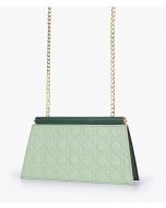 RTW Creation - Army green quilted evening clutch with snap closure