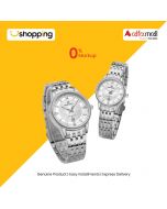 Naviforce Exlcusive Date Edition Watch For Couple Silver (nf-8040-c-7) - On Installments - ISPK-0139