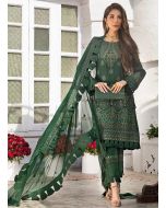 BOLD GREEN-UNSTITCHED 3PC HEAVY EMBROIDERED LUXURY CHIFFON SUIT (HC-00005)