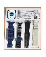 WS V9 ultra smart watch with 4 straps 2 wireless charger Blue With Free Delivery By Spark Tech