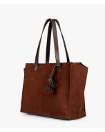 RTW Creation - Dark brown suede over the shoulder tote bag