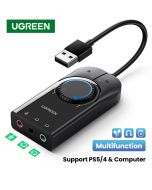 Ugreen Sound Card USB Audio Interface External 3.5mm Microphone Audio Adapter Soundcard for Laptop PS4 Headset USB Sound Card-BULK OF (120) QTY