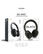 FASTER S5 ANC Over-Ear Wireless Headphones with Active Noise Canceling Feature Plus Hi-Res Audio Stereo and Deep Bass Sound (Black) - Premier Banking