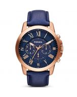 Fossil Men’s Quartz Chronograph Blue Leather Strap Blue Dial 44mm Watch FS4835 On 12 Months Installments At 0% Markup