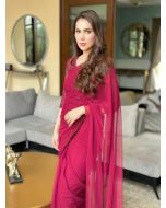 Ghania Ali - Maroon Saree by Tasneem Sadaf