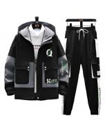 Stylish printed two pocket hooded tracksuit