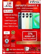 INFINIX SMART 8 (4GB+4GB RAM & 64GB ROM) On Easy Monthly Installments By ALI's Mobile