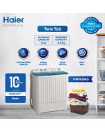 Haier HWM 80-AS 8Kg Top Load Twin Tub Semi Automatic Washing Machine With Official Warranty On 12 Months Installments At 0% Markup