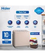 Haier HWM-120 AS 12Kg Top Load Twin Tub Semi-Automatic Washing Machine with Official Warranty On 12 Months Installments At 0% Markup