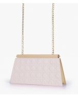 RTW Creation - Off-white quilted evening clutch with snap closure