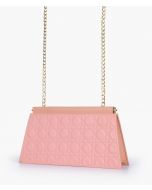 RTW Creation - Peach quilted evening clutch with snap closure