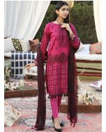 UNSTITCHED 3PC PRINTED EMBROIDERED LAWN SHIRT WITH PRINTED CHIFFON DUPATTA & DYED CAMBRIC TROUSER - Z'URE (WK-00701A)