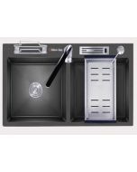 Glam Gas - Kitchen Sink Life Style 57 BK Double Bowl Hand Made with Accessories Black - 57BK (SNS)