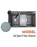 Glam Gas - Kitchen Sink Life Style 57 BOX BK Double Bowl Hand Made with Accessories Black (Texture) - LS57BBKT (SNS)