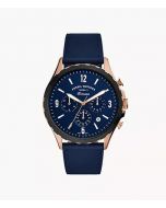 Fossil Forrester Chronograph Navy Leather Watch On 12 Months Installments At 0% Markup