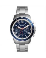 Fossil Men’s Chronograph Quartz Silver Stainless Steel Blue Dial 44mm Watch FS5238 On 12 Months Installments At 0% Markup