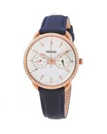 Fossil Women’s Quartz Blue Leather Strap Silver Dial 35mm Watch ES4394 On 12 Months Installments At 0% Markup