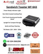 WESTPOINT SANDWICH TOASTER WF-643 On Easy Monthly Installments By ALI's Electronics