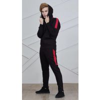 Contrast Side Stripe Red and Black Tracksuit