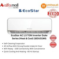 EcoStar AC 1.5 TON Inverter Duke Series (Heat & Cool) 18DU01WG | On Installments