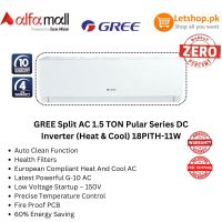 GREE Split AC 1.5 TON Pular Series DC Inverter (Heat & Cool) 18PITH-11W | On Installments | With Free Delivery 