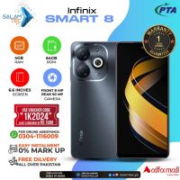 Infinix Smart 8 4gb 64gb On Easy Installments (12 Months) with 1 Year Brand Warranty & PTA Approved With Free Gift by SALAMTEC & BEST PRICES