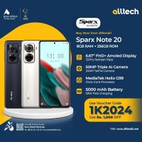 Sparx Note 20 8GB-256GB | 1 Year Warranty | PTA Approved | Monthly Installments By ALLTECH Upto 12 Months