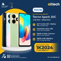 Tecno Spark 20C 4GB-128GB | 1 Year Warranty | PTA Approved | Monthly Installments By ALLTECH Upto 12 Months