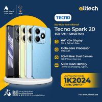 Tecno Spark 20 8GB-128GB | 1 Year Warranty | PTA Approved | Non Installments By ALLTECH
