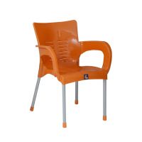 SAAB Relaxo Chair With Silver Legs Model SAAB SP-206 Pack of 4 white / Orange