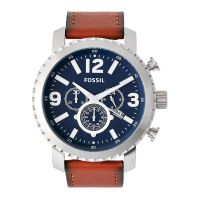 Fossil Men’s Quartz Leather Strap Blue Dial 45mm Watch BQ2126 On 12 Months Installments At 0% Markup