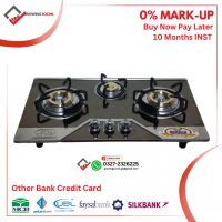 Mehran 3 burner - table top gas cooker gas stove - For home use-FANCY BURNER -HEAVY GRILL Other Bank