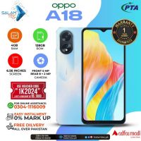 Oppo A18 4gb 128gb On Easy Installments (12 Months) with 1 Year Brand Warranty & PTA Approved With Free Gift by SALAMTEC & BEST PRICES