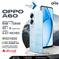 Oppo A60 8gb 128gb On Easy Installments (12 Months) with 1 Year Brand Warranty & PTA Approved With Free Gift by SALAMTEC & BEST PRICES
