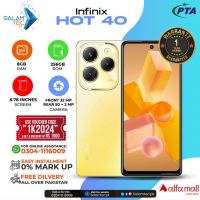 Infinix Hot 40 8gb 256gb On Easy Installments (12 Months) with 1 Year Brand Warranty & PTA Approved With Free Gift by SALAMTEC & BEST PRICES