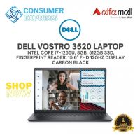 Dell Vostro 3520 Laptop - Intel Core i7-1255U, 8GB, 512GB SSD, Fingerprint Reader, 15.6" FHD 120Hz Display - Carbon Black (International Warranty)