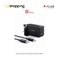 Joyroom Gan Ultra 65W Fast Charger With Type C To C Cable Black (TCG01) - On Installments - ISPK-0145