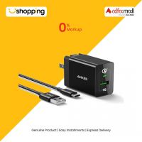 Anker PowerPort+ 1 Charger With USB C Cable - Black (B2013112) - On Installments - ISPK-0155