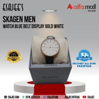 Skagen Men Watch Blue Belt Display Gold White  l ESAJEE'S