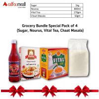 Grocery Bundle Special Pack of 4 (Sugar, Nourus, Vital Tea, Chaat Masala) - Delivery for KHI only