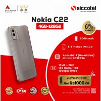 Nokia C22 4GB-128GB | 1 Year Warranty | PTA Approved | Monthly Installment By Siccotel Upto 12 Months