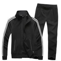 Black with white sleeves stripes tracksuit for men
