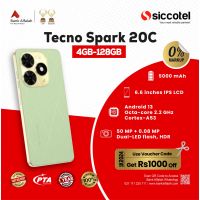 Tecno Spark 20C 4GB-128GB | 1 Year Warranty | PTA Approved | Monthly Installment By Siccotel Upto 12 Months